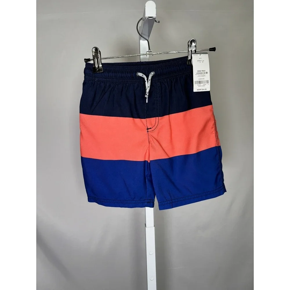 Carter's Swim Trunks Toddler Boy Shorts Blue Pink Black‎ 5T NWT- UPF50+